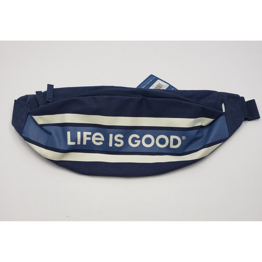 Life is Good Fanny Pack Waist Bag NWT Anywhere Belt Blue Nautical Stripe New